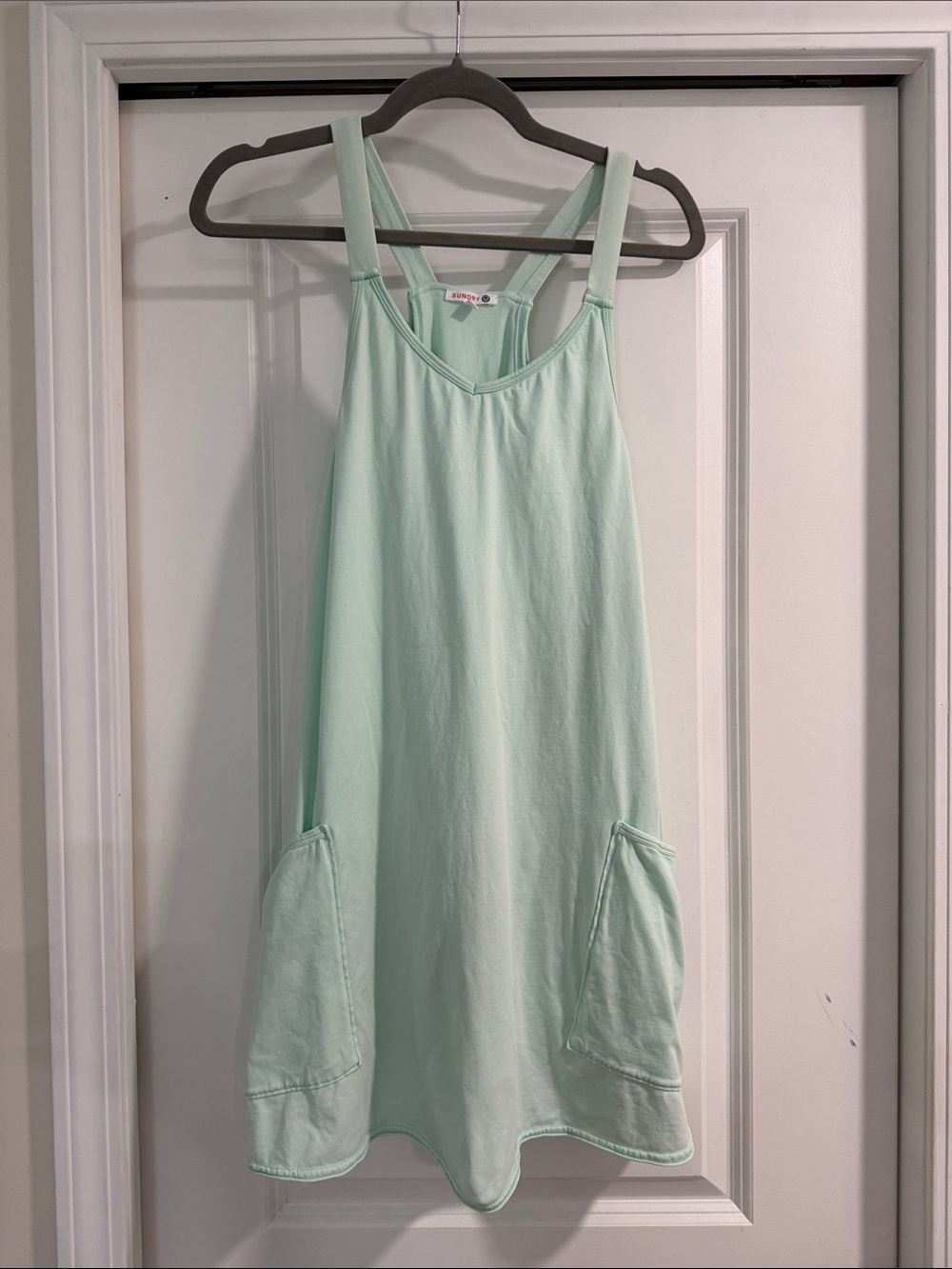 Sundry Mint Crossback Pocket Mini Dress with Built in Shorts